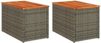 vidaXL Tuinbijzettafels 2 stuks poly rattan en hout grijs