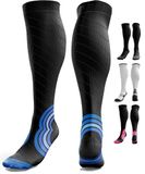 aZengear Compressiekousen voor dames en heren (20 - 30 mmHg klasse 2): compressiekousen voor vliegreizen, Pro Sport, recuperatie, antitrombose, zwart/rood, maat S-M