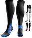 aZengear Compressiekousen voor dames en heren (20 - 30 mmHg klasse 2): compressiekousen voor vliegreizen, Pro Sport, recuperatie, antitrombose, zwart/rood, maat S-M