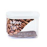 Pebbly Hoge vierkante glazen voorraadpot met bamboe deksel, 500 ml