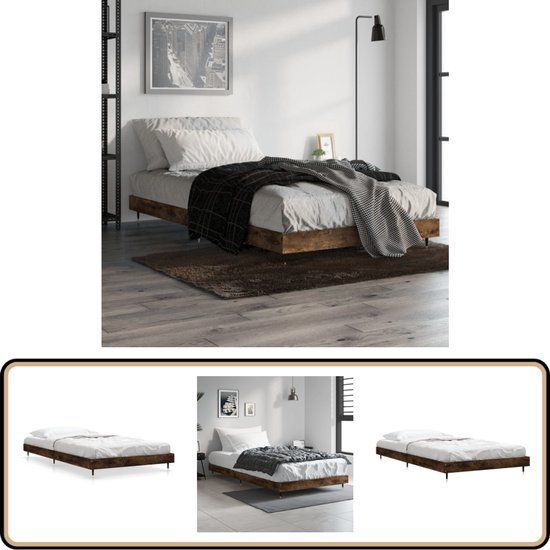 vidaXL Bedframe - Hout - Gerookt Eiken - 100x200 cm