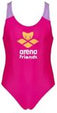 Arena 1-delig meisjes zwempak Logo Cats, 4-5 jaar, freak roos/lila