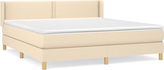 vidaXL Boxspring met matras stof crèmekleurig 180x200 cm