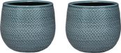 Mica Decorations Pot de fleurs - Set de 3 - Bleu nuit - Céramique - 16x14 cm