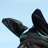 Weatherbeeta Delux Fine Mesh Mask Met Oren Zwart /Turquoise Maat Pony