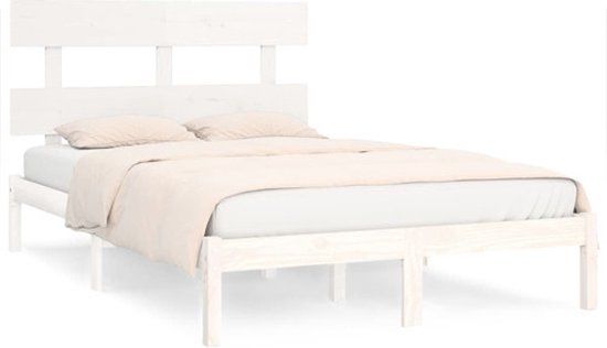 vidaXL Bedframe Massief Hout Wit 180x200 cm