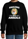 Bellatio Decorations Amazing Wild Animals Sweater Vos - Zwart - Kinderen - 98/104