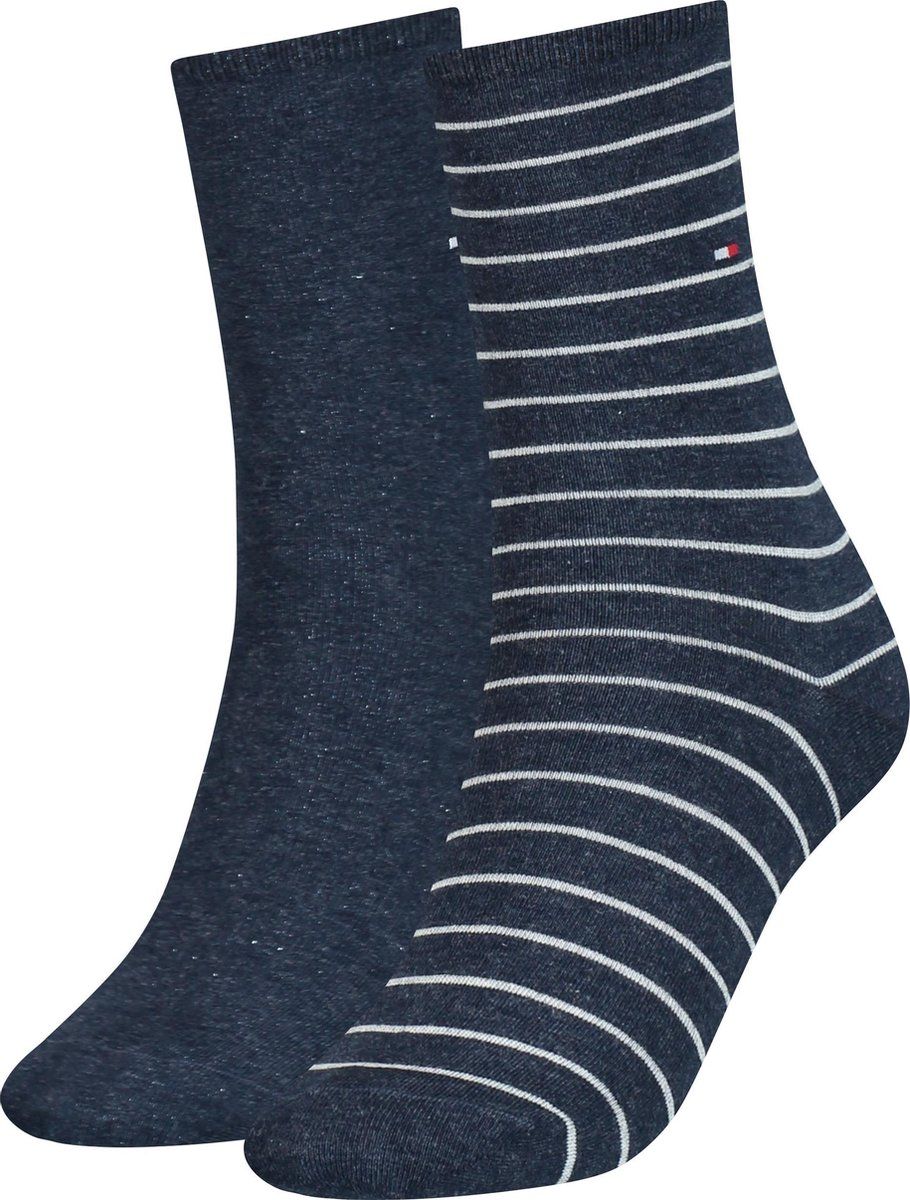 Tommy Hilfiger WOMEN SOCK 2P SMALL STRIPE Vrouwen Sokken Maat 35-38 - 8718824978727