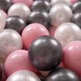 KiddyMoon Ballenbak ballen voor Kinderen Ø7 cm met 300 Stuks - Parel Poederroze Zilver