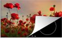 Merkloos KitchenYeah® Inductie beschermer 77x51 cm - Bloemen - Rozen - Rood - Inductiebeschermer