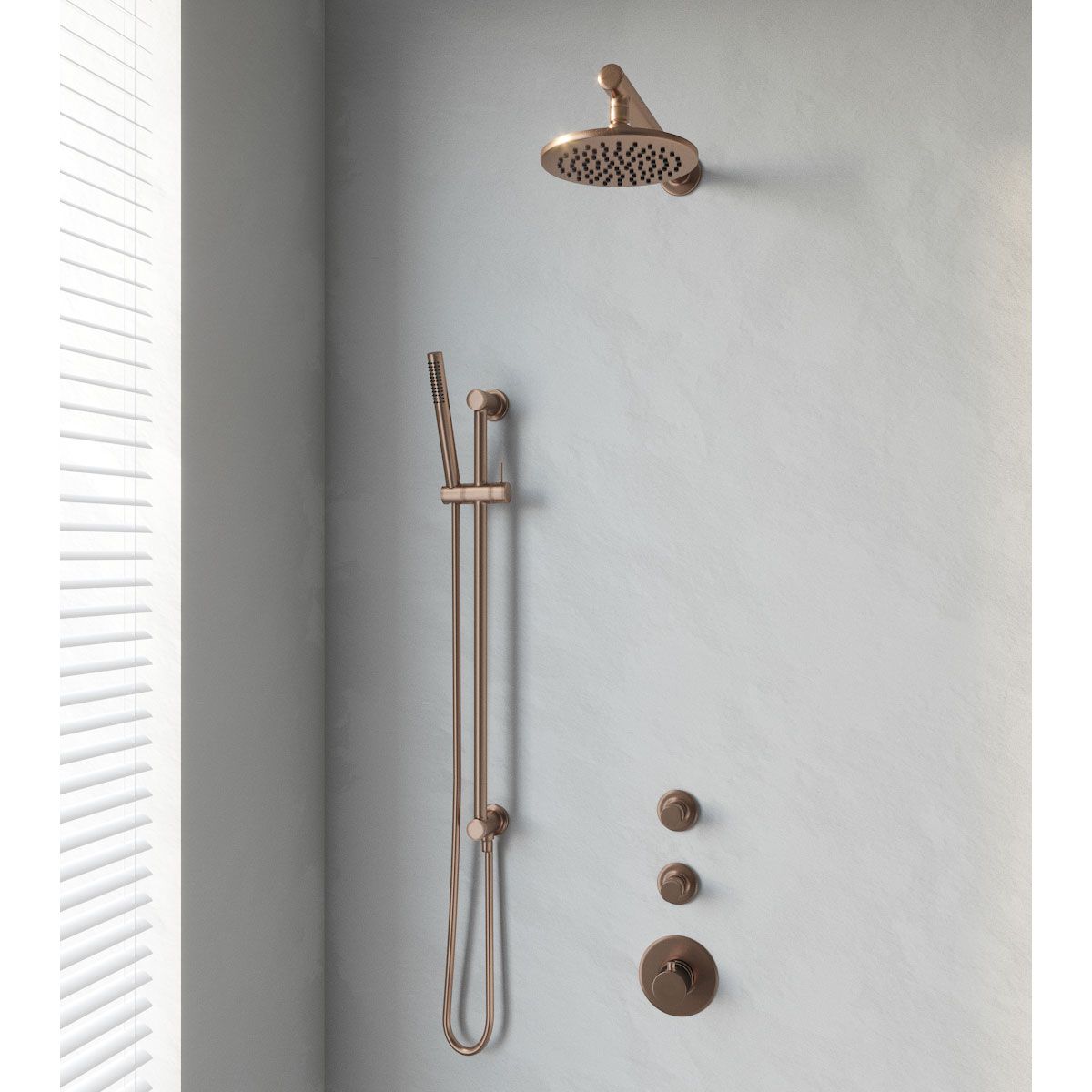 Brauer Thermostatisch Inbouwdoucheset Koper 20cm Hoofddouche Staafhanddouche