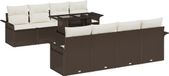 vidaXL Tuinbank Set 9-delig Bruin Polyrattan