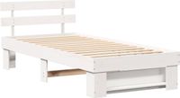 vidaXL Bedframe, wit, 75 x 190 cm, massief grenenhout