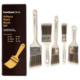 Furniture Clinic Set van 5 schilderkwasten voor professioneel of doe-het-zelf schilderen en decoreren, plat, hoekgeslepen, 38 mm, 50 mm, 60 mm voor glanzende verf, emulsie, lak en