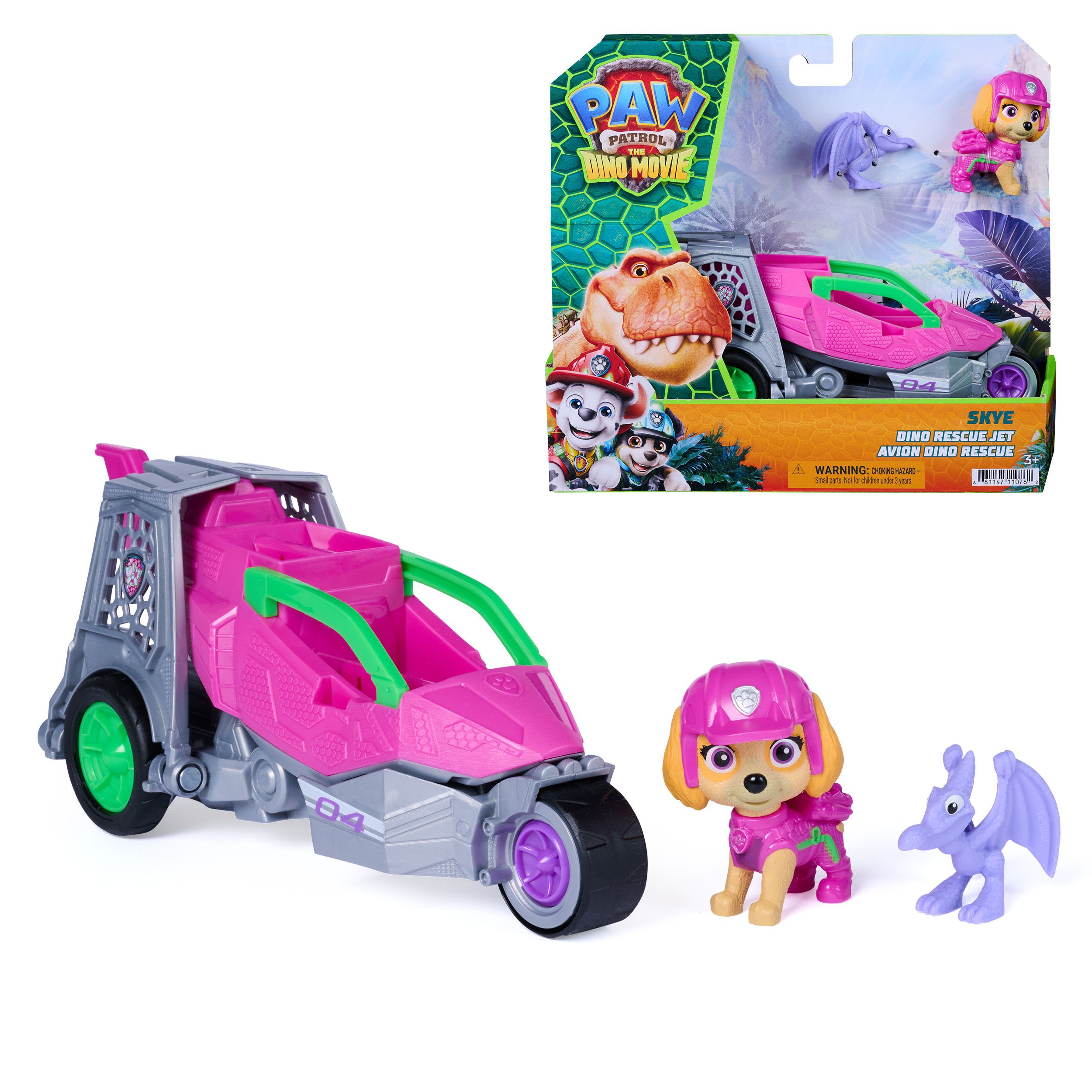 Spin Master PAW Patrol - De Dino Film, Skye Dino Rescue Jet met opvouwbare vleugels en inzetbare klauw