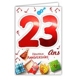 69-2125 Independent 69-2125 verjaardagskaart, 23 jaar, heren, dames, sleutelvrijheid, geluk