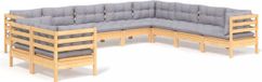 vidaXL 10-delige loungeset met grijze kussens massief grenenhout