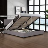 Corium Tweepersoonsbed Juva met matras en opbergruimte 140x200 cm grijs