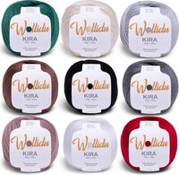 Wollidu Kira 100% katoen voor breien en haken, 9 x 50 g, set haakgaren, breigaren, kleurrijk, kleurenmix 2