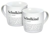 Mok schoolkind 300 ml, porseleinen mok, koffiemok, kinderbeker, school, eerste schooldag, cadeau, porselein, Gedalabels