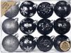 Inge-glas Inge Christmas Kerstballen Gedecoreerd - 12x - Zwart - 6 cm - Kunststof