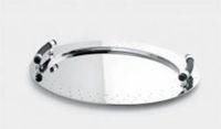 Alessi MG09 Plateau Ovale à Poignées en Acier Brillant avec Poignées en PA Noir