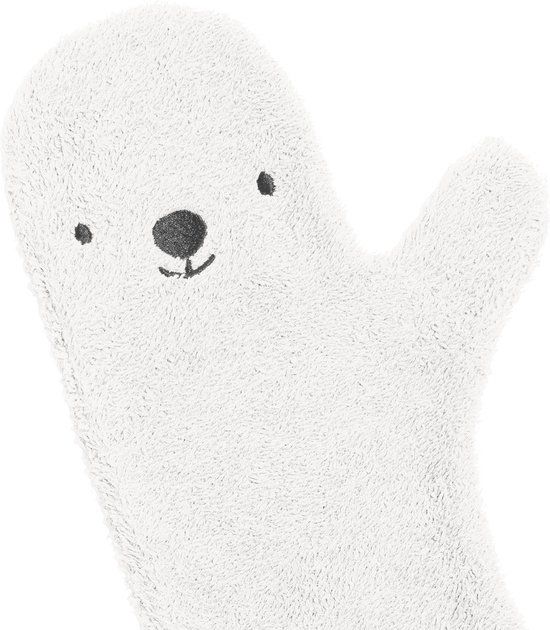 Nifty Baby Shower Glove - Bear White - Organic Cotton