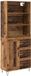 vidaXL Highboard Oudhout 69,5 x 34 x 180 cm Bewerkt hout en glas