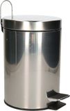 Excellent Houseware Pedaalemmer - vuilnisbak - 3 liter - zilver - RVS