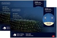 Lumineo 2x LED Netverlichting Warm Wit 200 Lampjes 100x260cm IP44 Timer