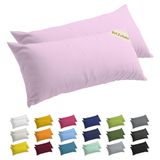 Lavea® Zijslaapkussenslopen 40x145 cm Set van 2 – Kussenhoezen van 100% Zachte en Ademende Jersey Katoen met YKK Ritssluiting – Roze