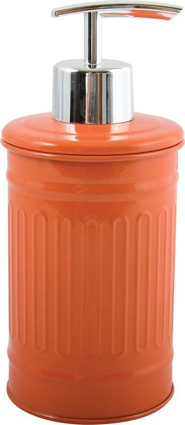 MSV Industrial Soap Dispenser - Metal - Orange/Silver - 7.5 x 17 cm - 250 ml