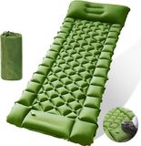 Sans marque Tapis isolant de camping, double, ultraléger, étanche, pliable, matelas de couchage avec oreiller pour camping, pique-nique, trekking et voyage, 192 x 60 x 6 cm, vert