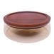 QUVIO Glazen opbergbak - Met deksel - Diameter 23 cm - Glas - Hout - Bruin