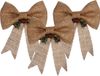 Arte r Artesania Cerd 3x stuks kerstboomversieringen ornament strikjes/strikken jute beige 25 x 26 cm