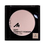 Manhattan Soft Compact Powder, licht compact poeder met poederkwast voor een matte, gelijkmatige teint, kleur beige 3, 1 x 9 g