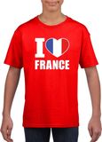 Bellatio Decorations Rood I love France supporter shirt kinderen - Frankrijk shirt jongens en meisjes 122/128