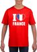 Bellatio Decorations Rood I love France supporter shirt kinderen - Frankrijk shirt jongens en meisjes 122/128