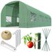 Plonos Folietunnel broeikas met frame staal set met plantensteunen accessoires 3 x 4,5 x 2 m 13,5 m2 groen