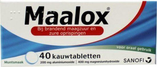 Maalox Kauwtabletten Muntsmaak - 1 x 40 tabletten