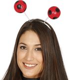 Fiestas Guirca Fiestas Verkleed diadeem lieveheersbeestje/Aliens sprieten - rood - meisjes/dames carnaval accessoires