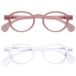 OPULIZE OCA Leesbrillen - 2-Pack - Modern Retro Rond Montuur - Roze, Wit - Heren Dames - Veerscharnieren - RR54-4W - +3.50
