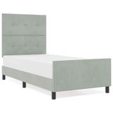 vidaXL Boxspringbed met hoofdeinde, lichtgrijs, 90 x 190 cm, fluweel