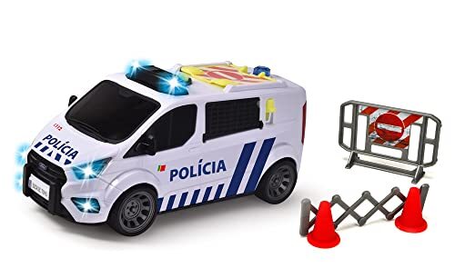 Dickie Toys Furgon Politie Portugees speelgoed 28 cm, met licht en geluid, opening van de achterdeuren, vanaf 3 jaar (203715013027)