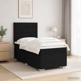 vidaXL Boxspringbed met matras, zwart, 90 x 190 cm, gestoffeerd