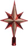 Decoris Kerstboom piek - Ster vorm - Rood - Kunststof - 25,5 cm