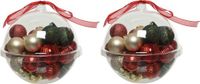 Decoris Kaemingk B.V. 60x stuks kleine kunststof kerstballen rood/donkergroen/champagne 3 cm - glans/mat/glitter - Kerstboomversiering