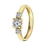 Lucardi Dames Ring met 3 zirkonia stenen - Ring - Cadeau - 14 Karaat Goud - Geelgoud