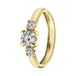 Lucardi Dames Ring met 3 zirkonia stenen - Ring - Cadeau - 14 Karaat Goud - Geelgoud
