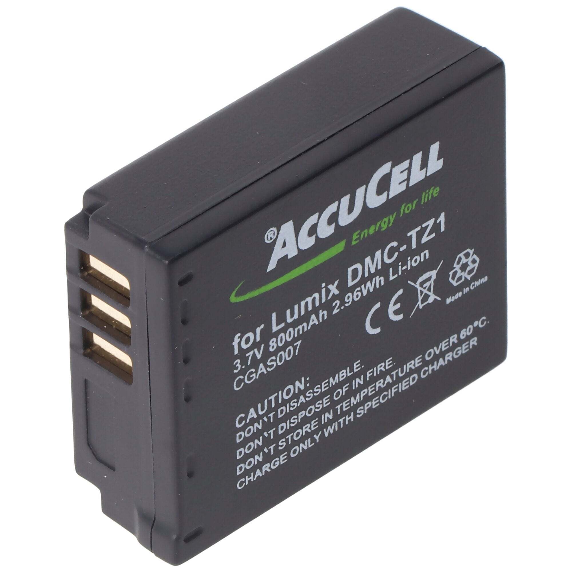 ACCUCELL AccuCell-batterij geschikt voor Panasonic CGA-S007, CGR-S007, DMW-BCD10